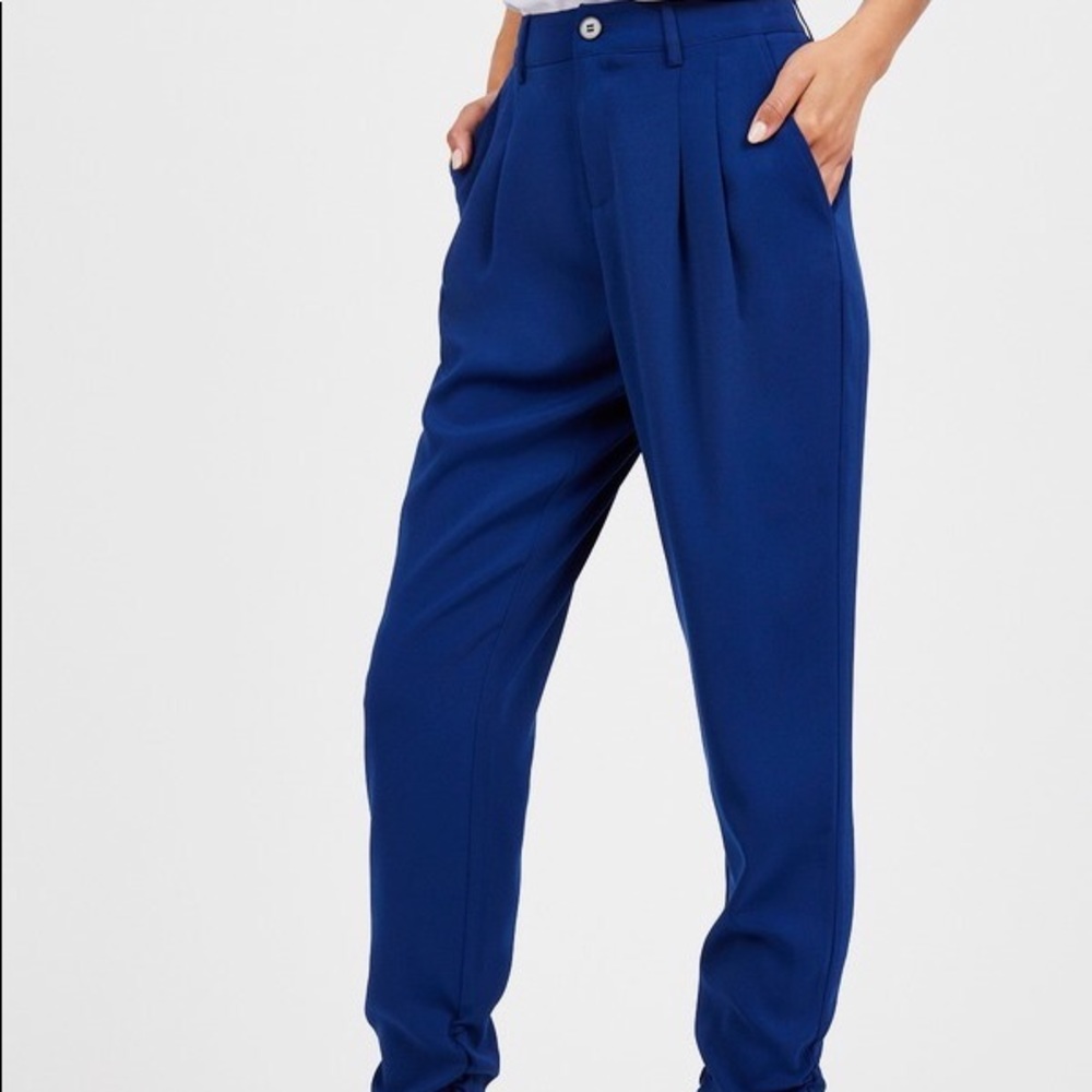 Noir Ruched Hem Blue Dress Pants XL